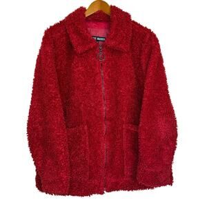Steve Madden Coat Women X Large Red Shearling Going‎ Out Valentines Party Teddy